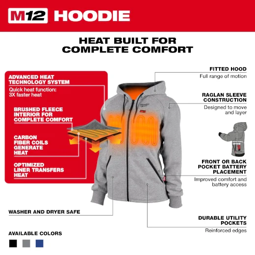 Milwaukee 336G M12 Gray Heat Womens Hoodie Kit - Image 5