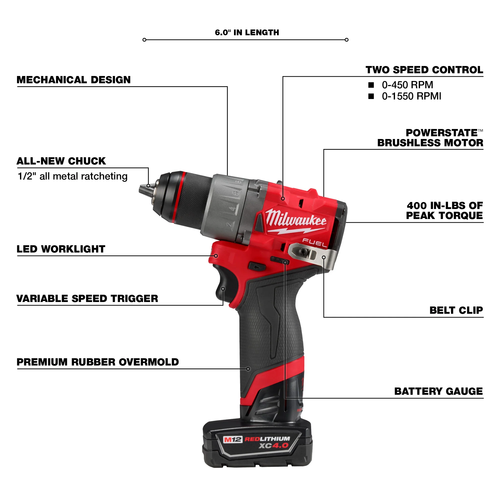 Milwaukee 3403-20, M12 FUEL™ 1/2" Drill/Driver (Tool Only) - Image 2