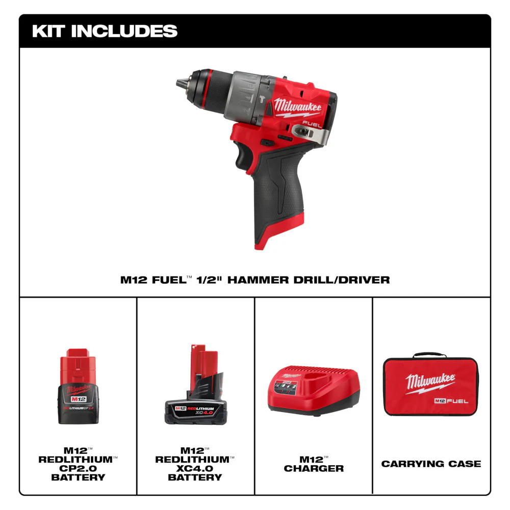 Milwaukee 3404-22, M12 FUEL™ 1/2" Hammer Drill/Driver Kit - Image 3
