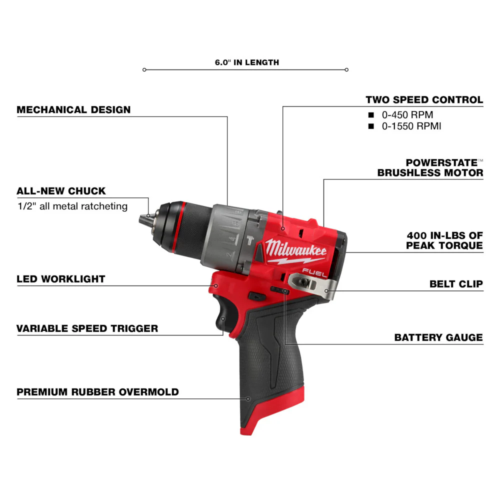 Milwaukee 3404-22, M12 FUEL™ 1/2" Hammer Drill/Driver Kit - Image 4