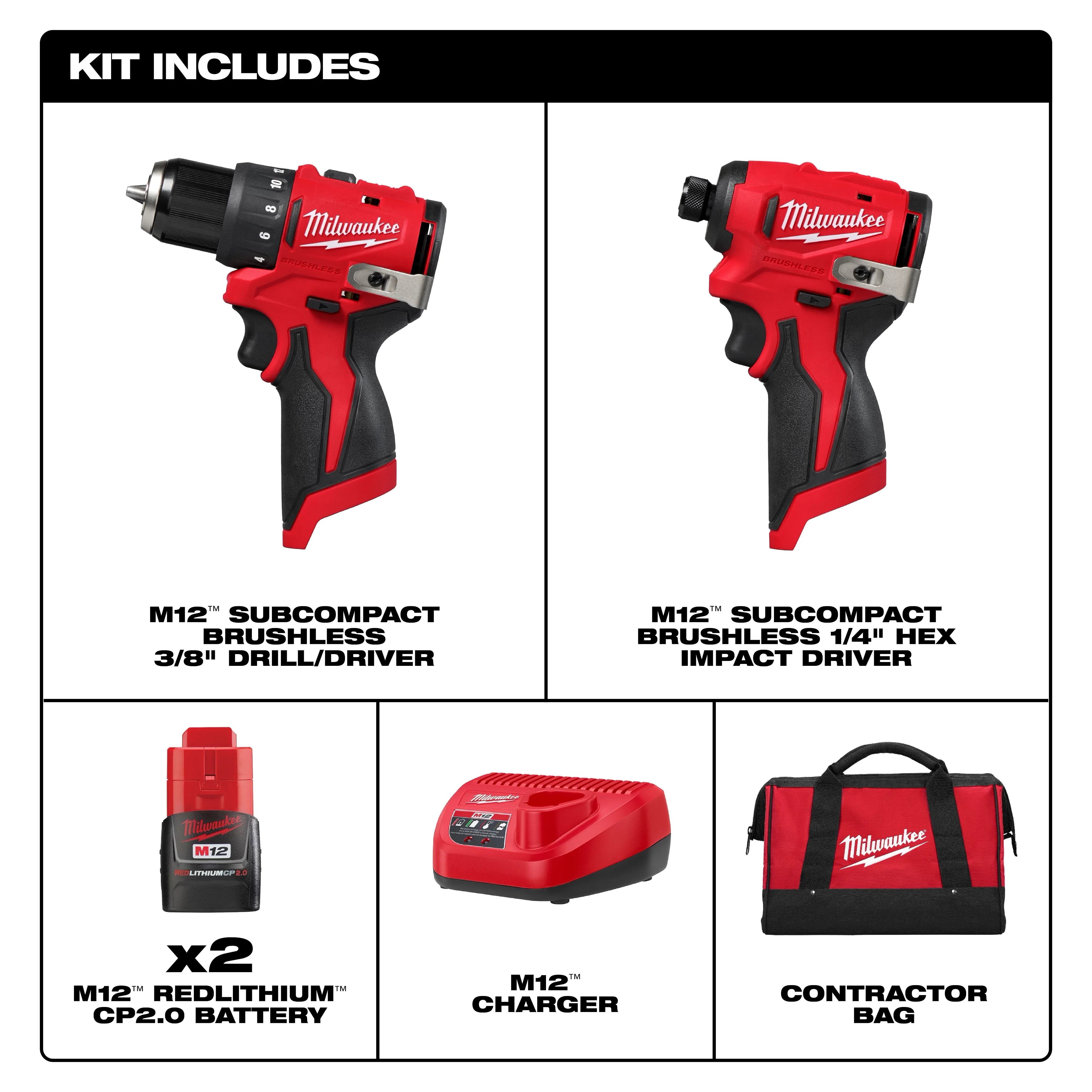 Milwaukee 3494-22, M12™ Subcompact Brushless 2-Tool Combo Kit - Image 3