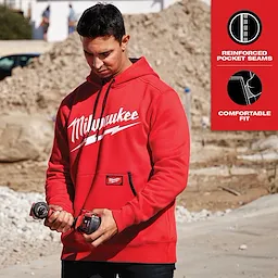Milwaukee 352R-M, BIG LOGO MIDWEIGHT HOODIE - RED M - Image 9