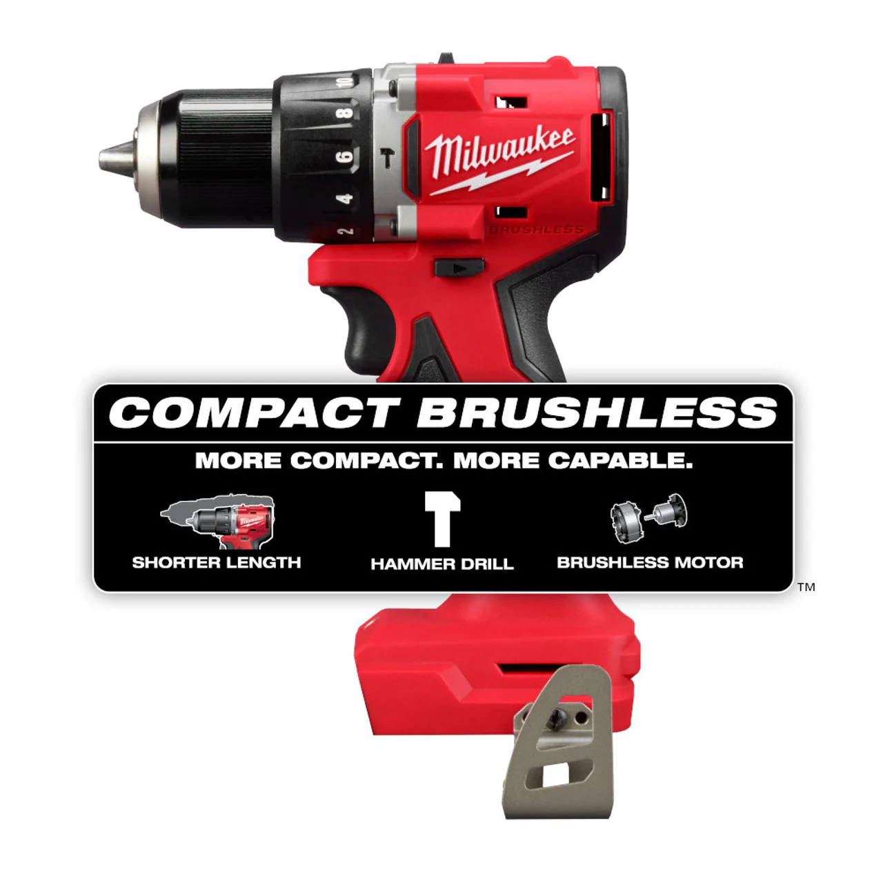 Milwaukee 3602-20, M18™ Compact Brushless 1/2" Hammer Drill/ Driver - Image 4