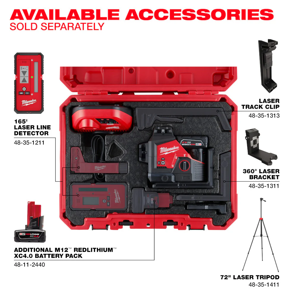 Milwaukee 3632-21, M12 Green 360° 3-Plane Laser Kit - Image 6
