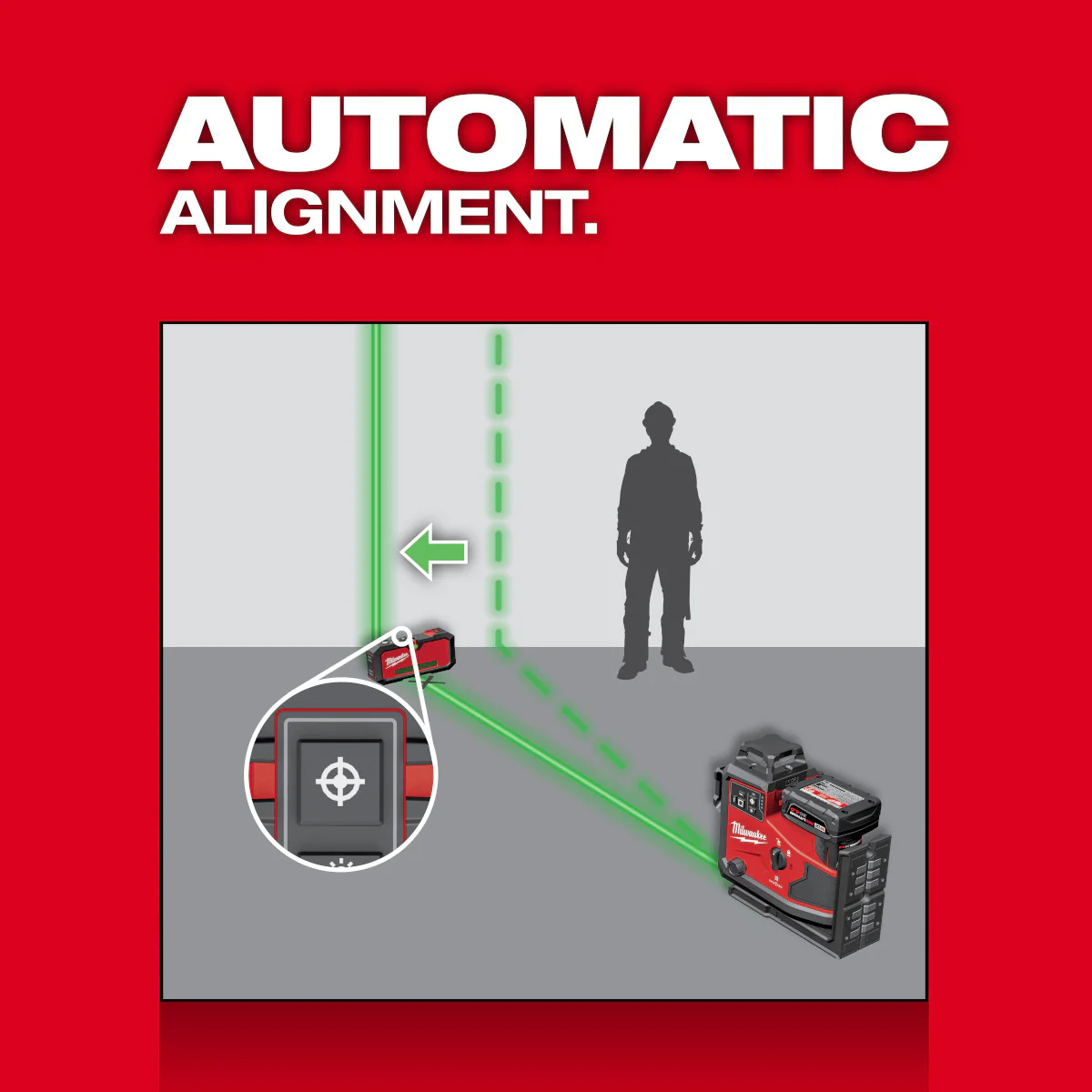 Milwaukee 3642-21, M12™ Green 360° 3-Plane Laser w/Automatic Alignment & Receiver - Image 10