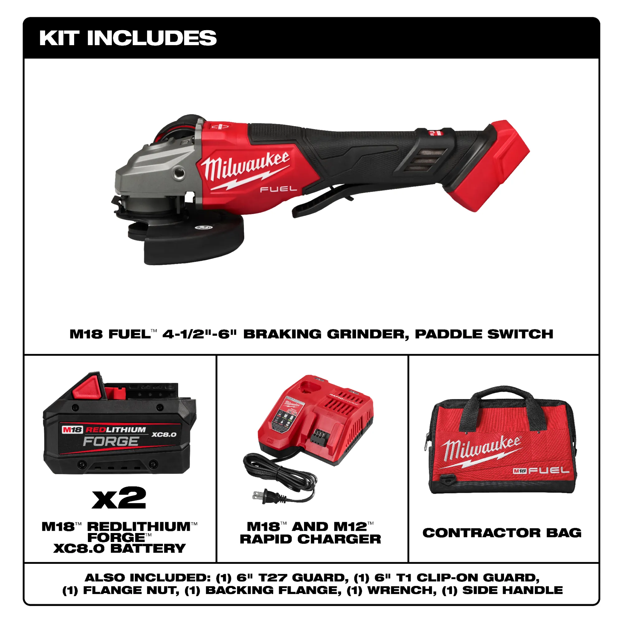 Milwaukee 3670-22, M18 FUEL™ 4-1/2"-6" Braking Grinder, Paddle Switch Kit - Image 4