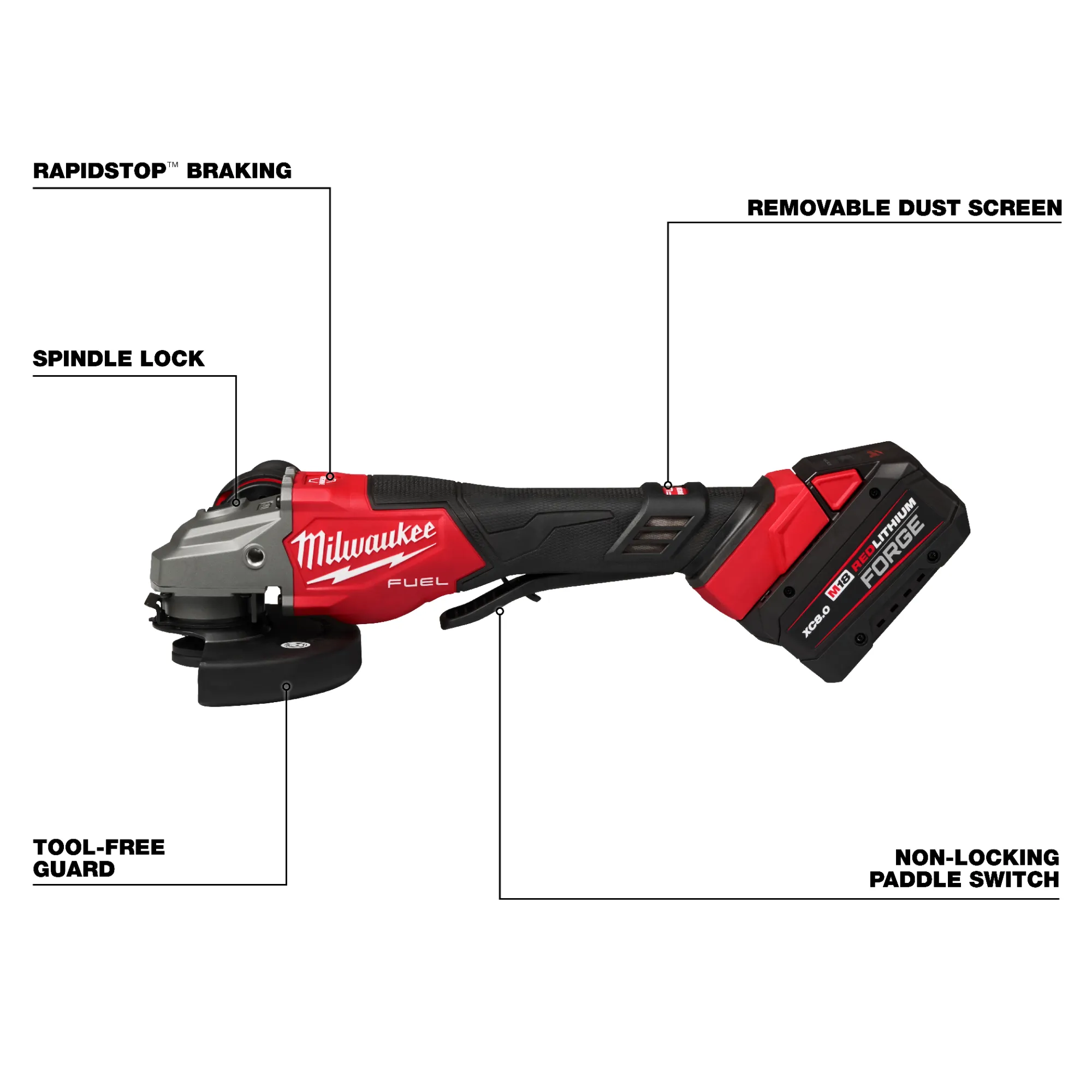 Milwaukee 3670-22, M18 FUEL™ 4-1/2"-6" Braking Grinder, Paddle Switch Kit - Image 5