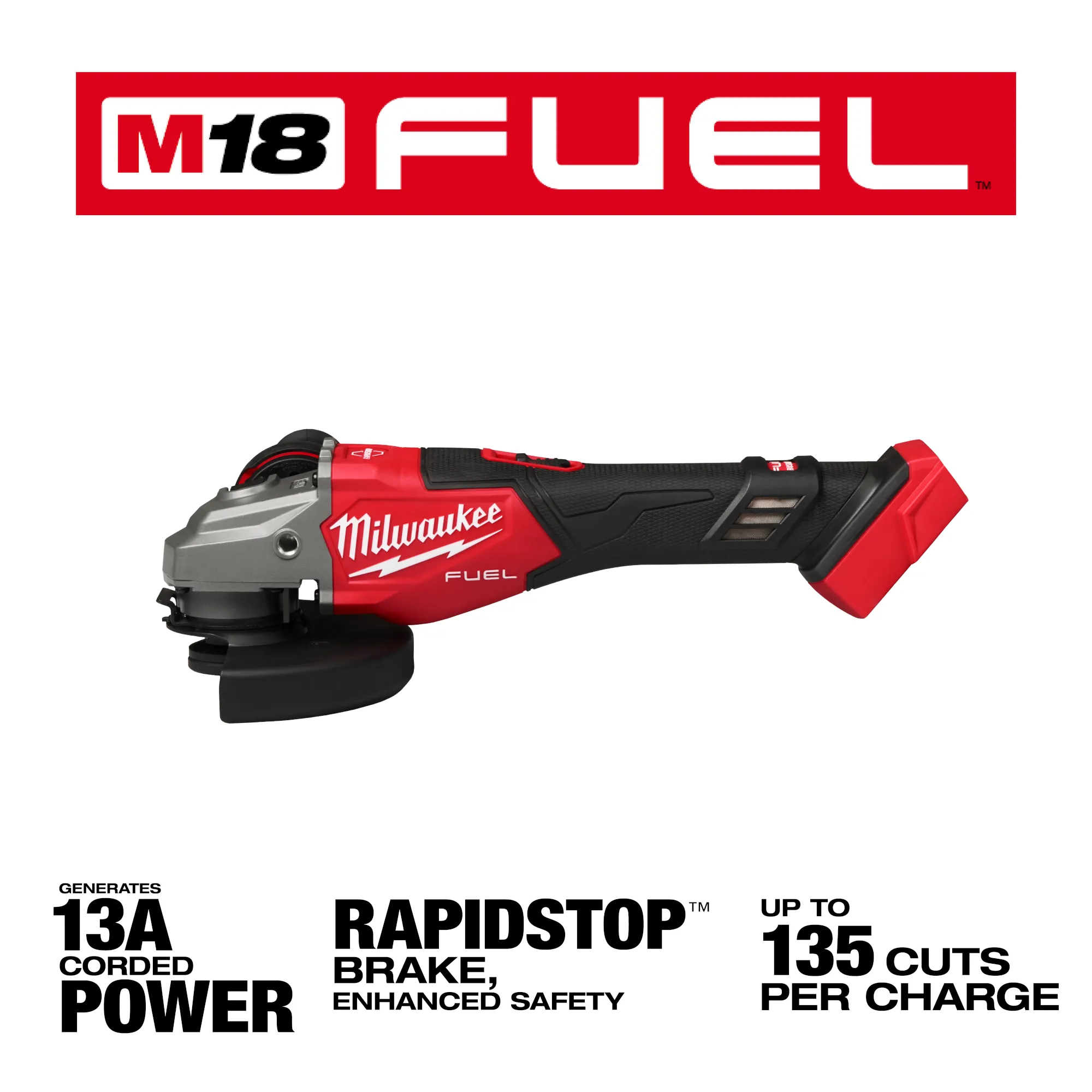 Milwaukee 3671-20, M18 FUEL™ 4-1/2"-6" Braking Grinder, Slide Switch - Image 2
