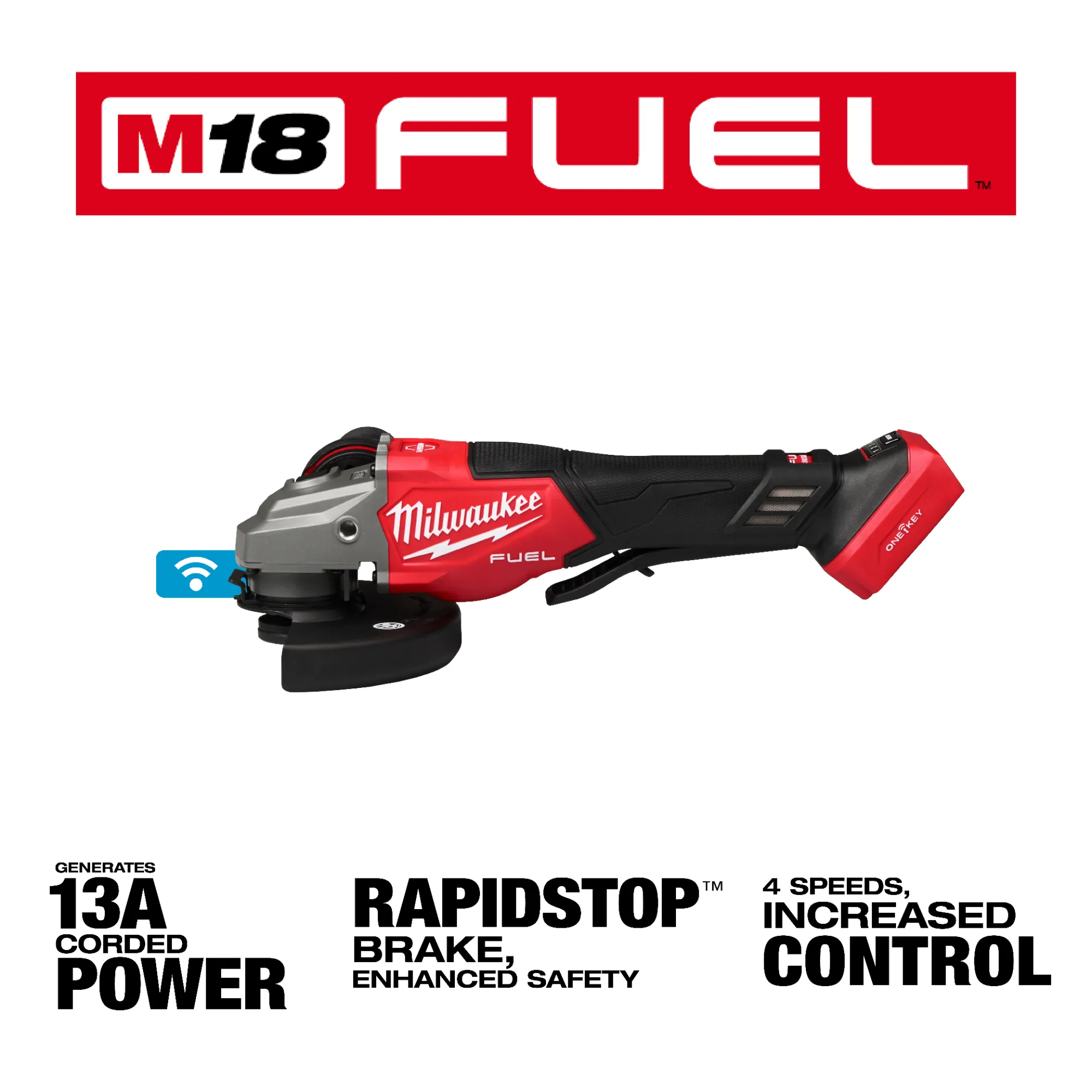 Milwaukee 3672-20, M18 FUEL™ 4-1/2"-6" Variable Speed Braking Grinder, Paddle Switch w/ ONE-KEY™ - Image 2