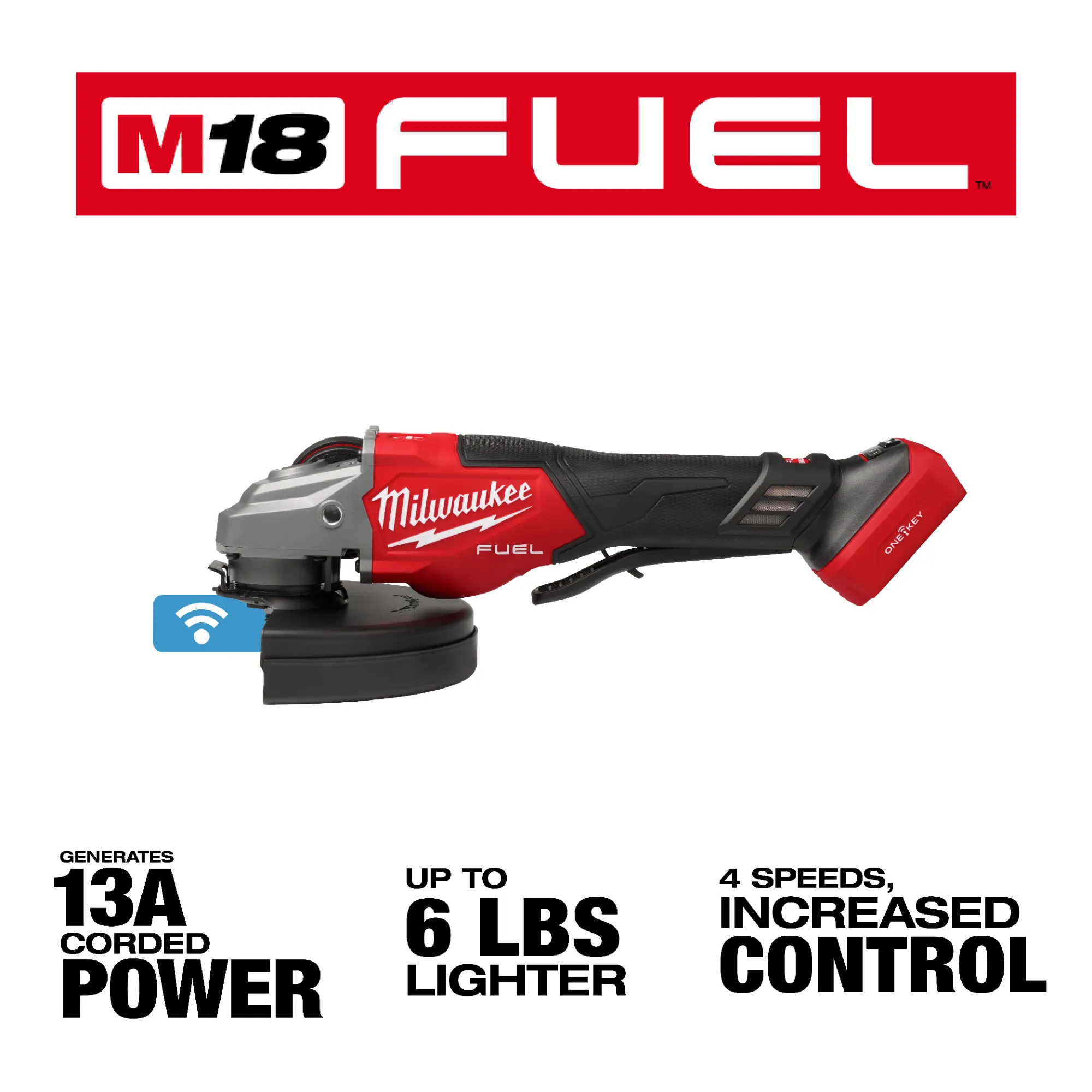 Milwaukee 3674-20, M18 FUEL™ 4-1/2"-7" Variable Speed Braking Grinder, Paddle Switch w/ ONE-KEY™ - Image 3