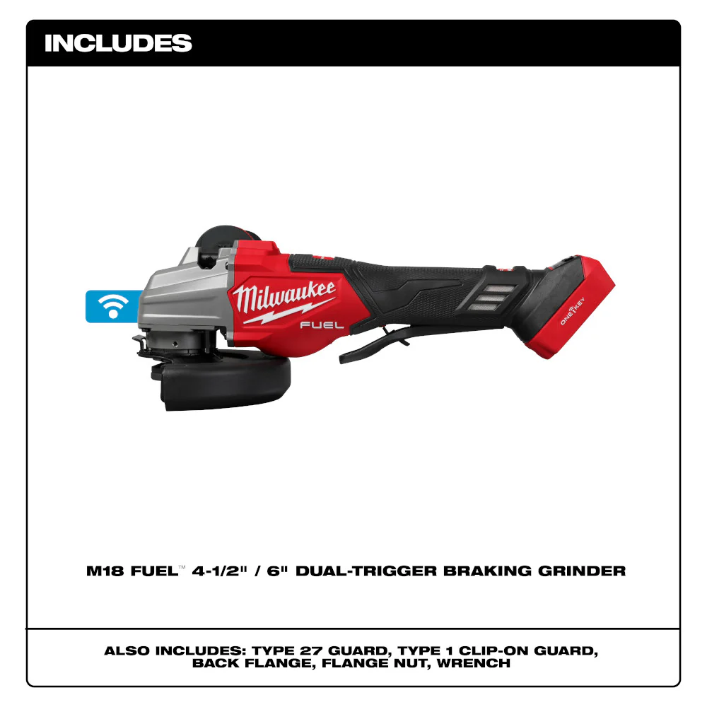 Milwaukee 3676-20, M18 FUEL 4-1/2" / 6" DUAL TRIGGER BRAKING GRINDER - Image 2