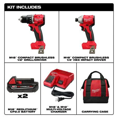 Milwaukee 3692-22CT, M18™ Compact Brushless 2-Tool Combo Kit - Image 2