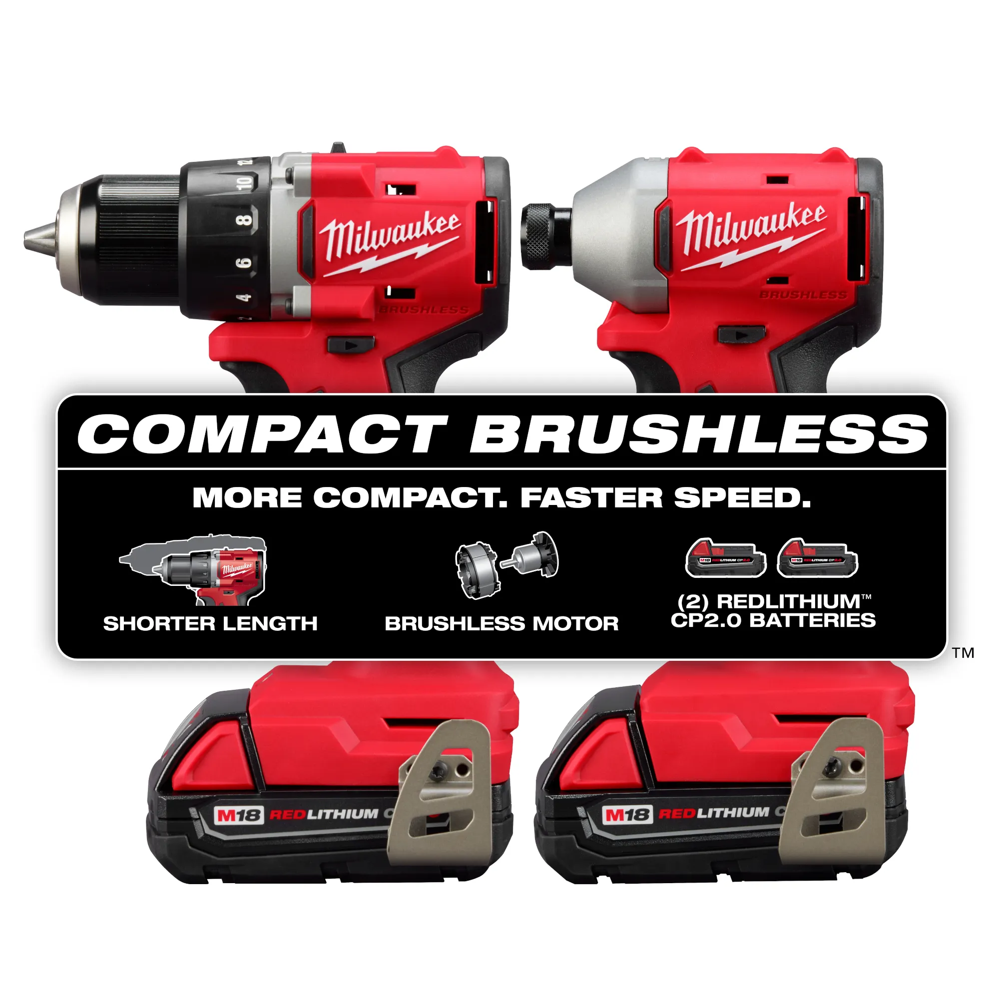 Milwaukee 3692-22CT, M18™ Compact Brushless 2-Tool Combo Kit - Image 3
