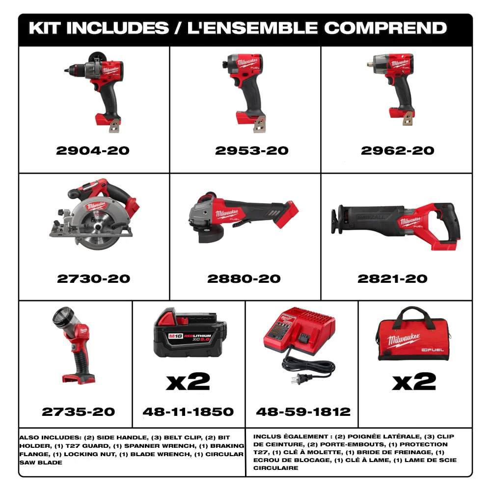 Milwaukee 3697-27, M18 FUEL™ 7-Tool Combo Kit - Image 2