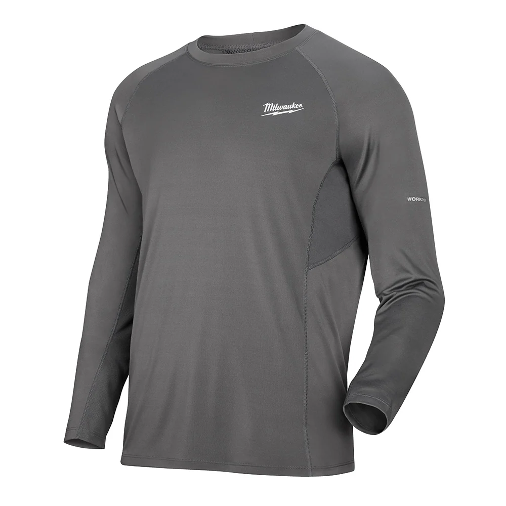 Milwaukee 402G-M, Men's Medium Gray WORKSKIN Midweight Performance Long Sleeve Base Layer Shirt (Discontinued) - Image 3