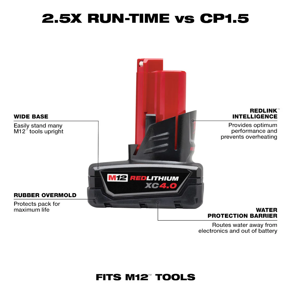 Milwaukee 48-11-2440, M12 REDLITHIUM XC Extended Capacity Battery (4.0 Ah) - Image 5