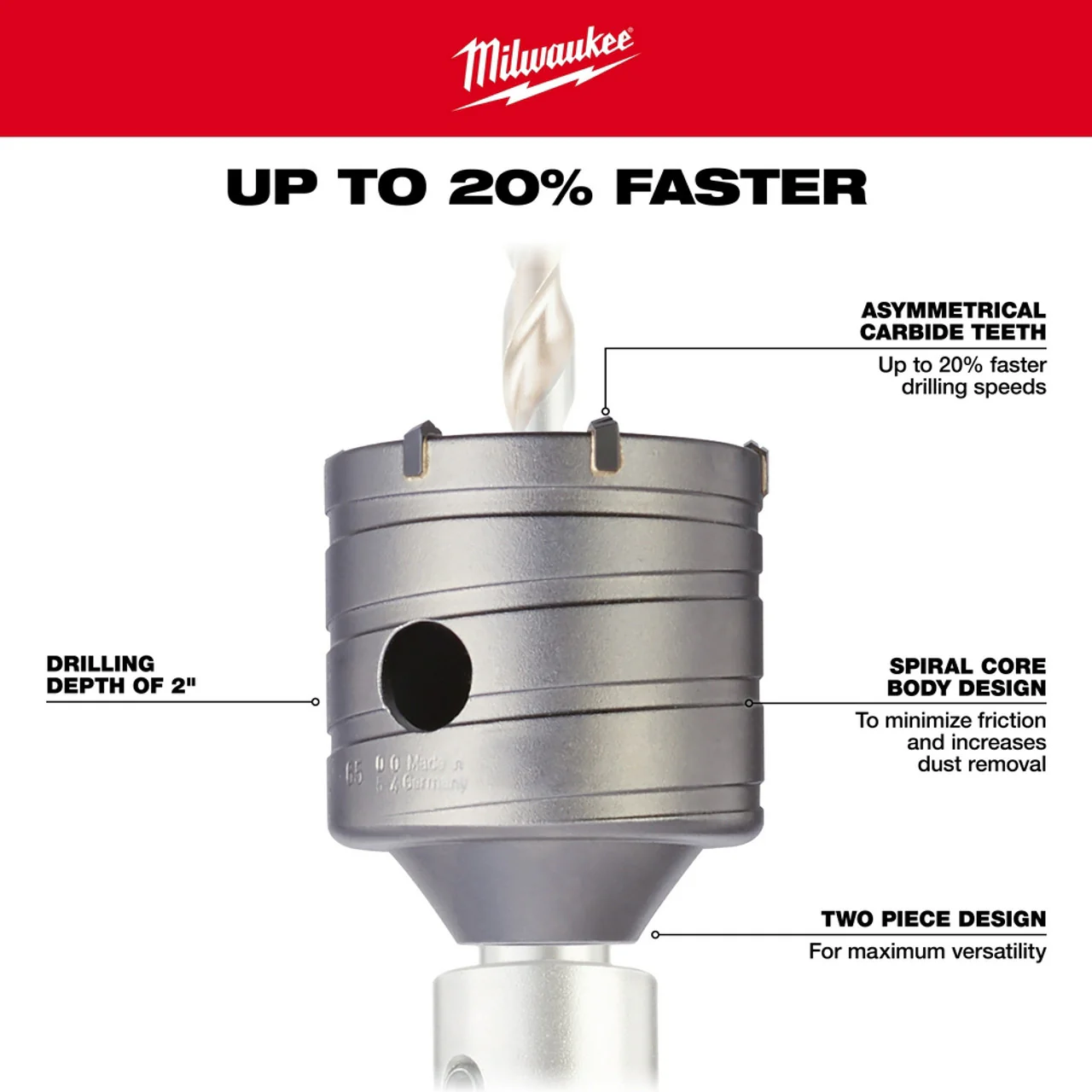 Milwaukee 48-20-5230, SDS+ Core Bit 2-9/16 in. x 2 in. - Image 3