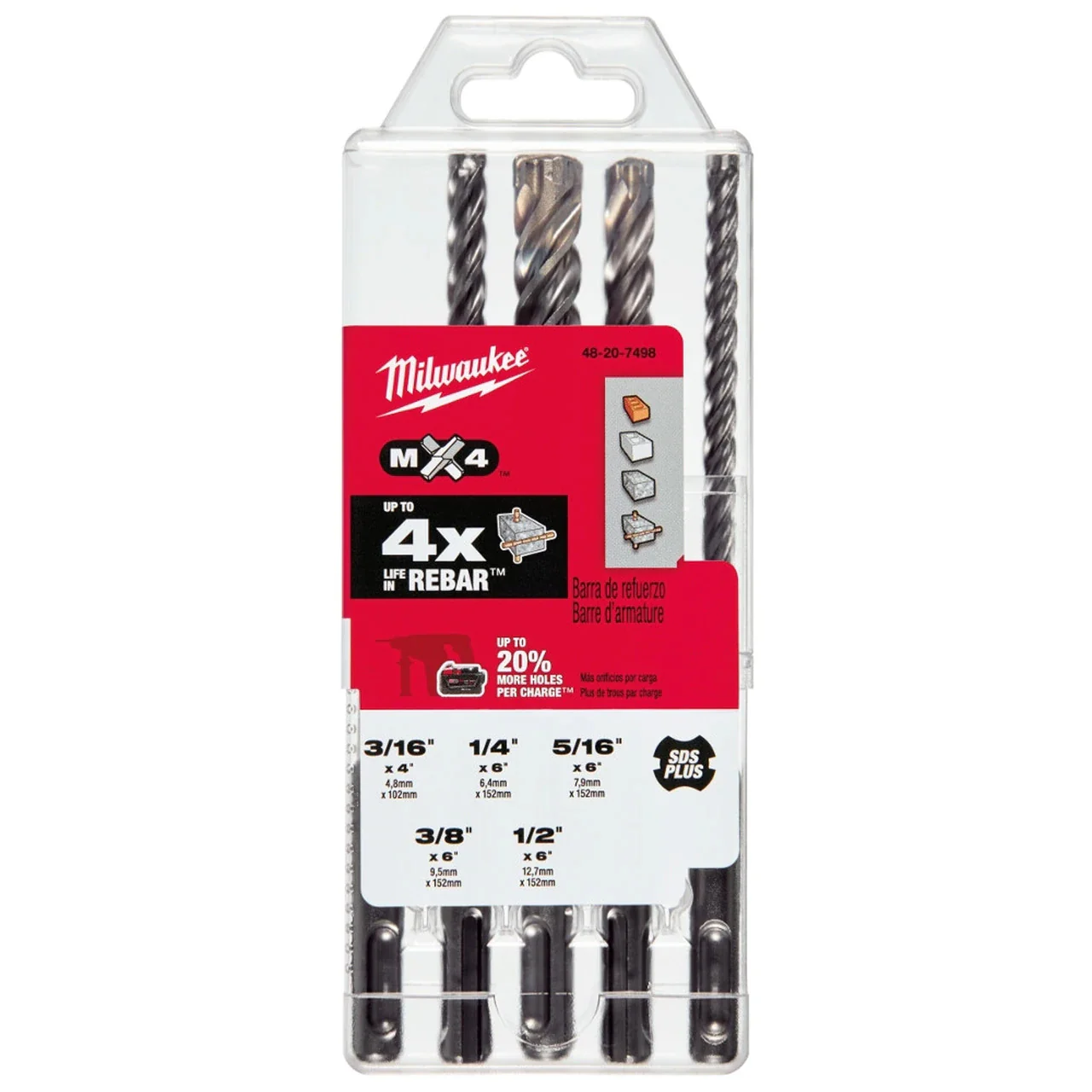 Milwaukee 48-20-7498, SDS-PLUS 4CT MX4™ 5 PC KIT