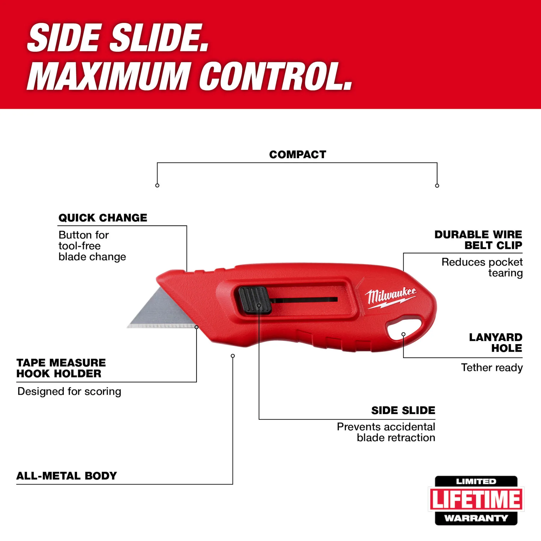 Milwaukee 48-22-1516, Compact Side Slide Utility Knife - Image 2