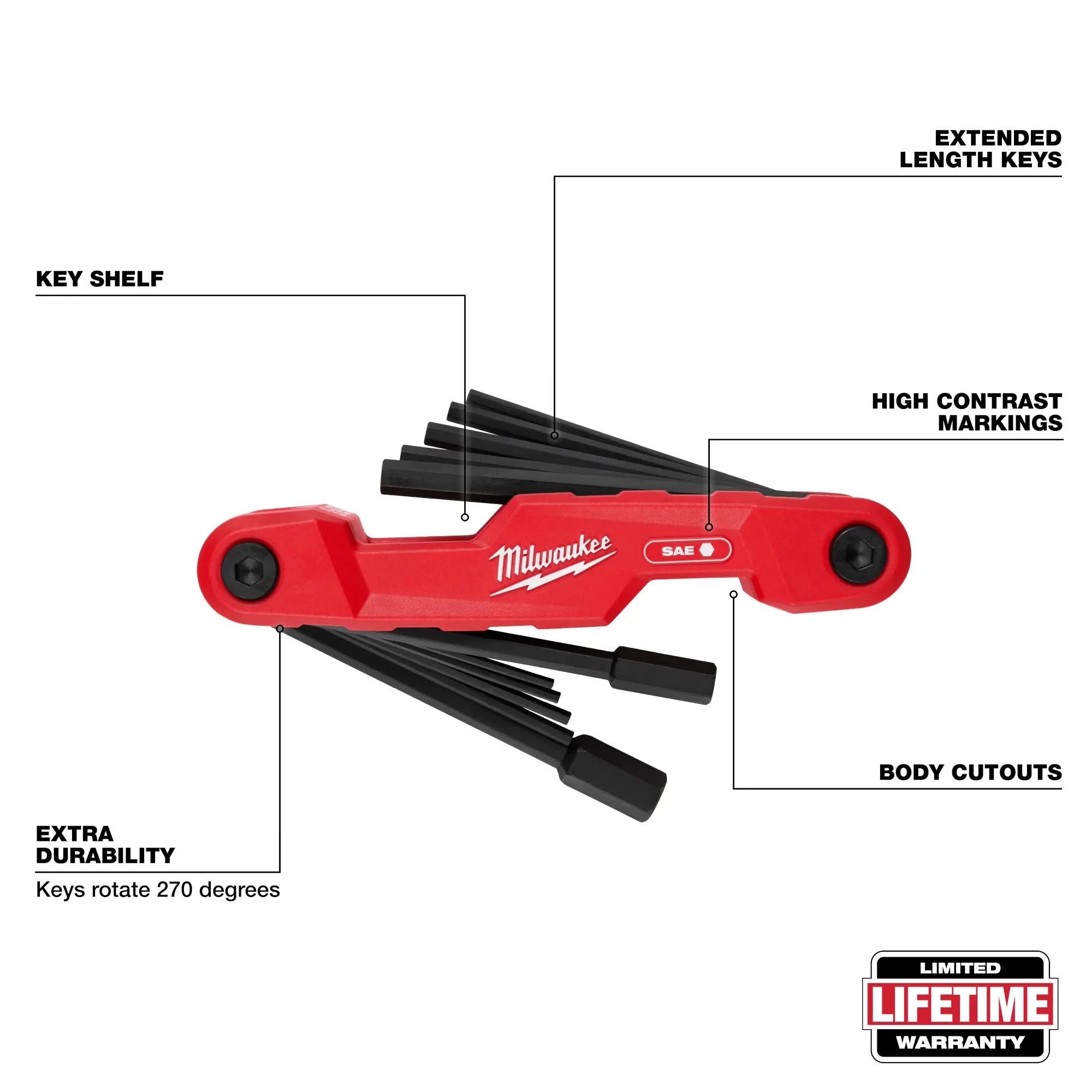Milwaukee 48-22-2180, 11-Key Electrician's Folding Hex Key Set - SAE - Image 3