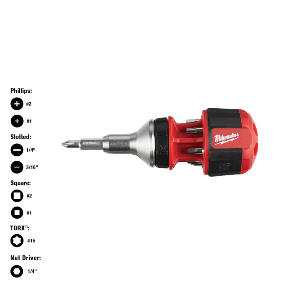 Milwaukee 48-22-2330, 8-in-1 Compact Ratcheting Multi-bit Driver - Image 5