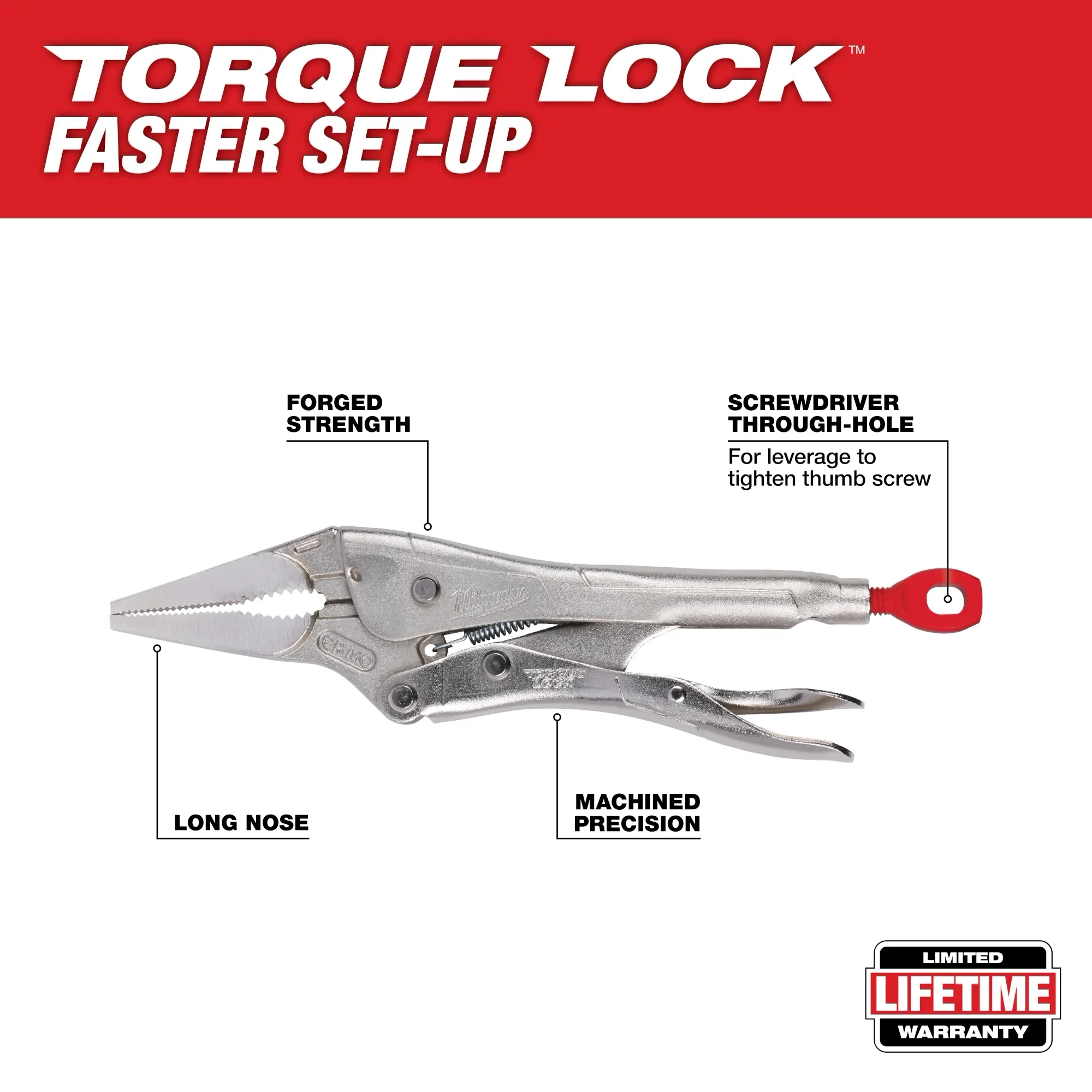 Milwaukee 48-22-3504, 4" Torque Lock Long Nose Locking Pliers with Grip - Image 2