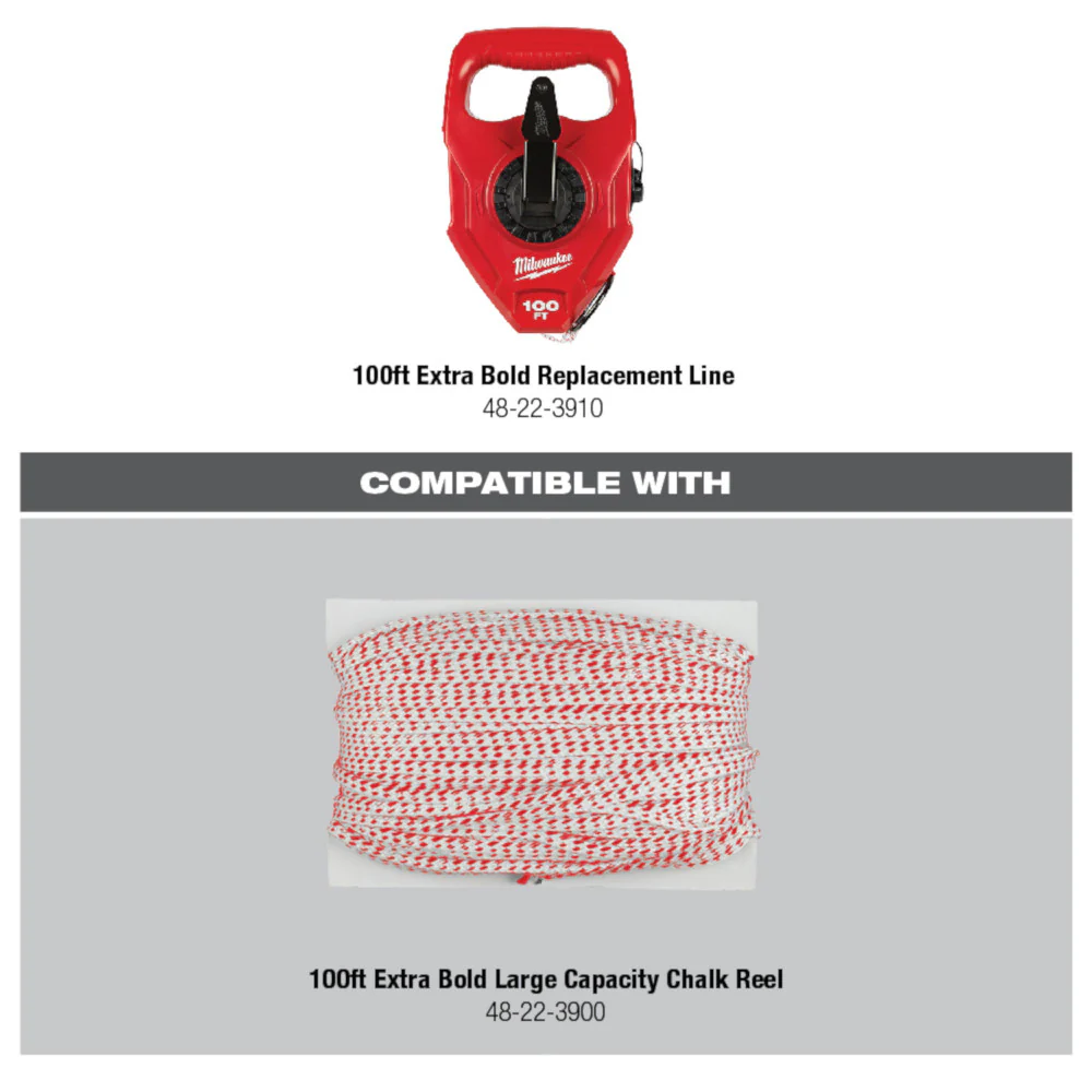 Milwaukee 48-22-3915, 150' Extra Bold Large Capacity Chalk Reel - Image 2