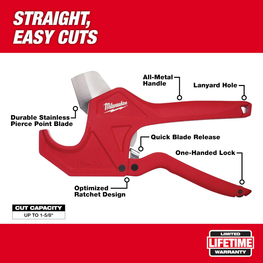 Milwaukee 48-22-4210, 1-5/8" Ratcheting Pipe Cutter - Image 5