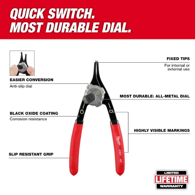 Milwaukee 48-22-6537, 0.070" CONV SNAP RING PLIER-45 DEG - Image 2
