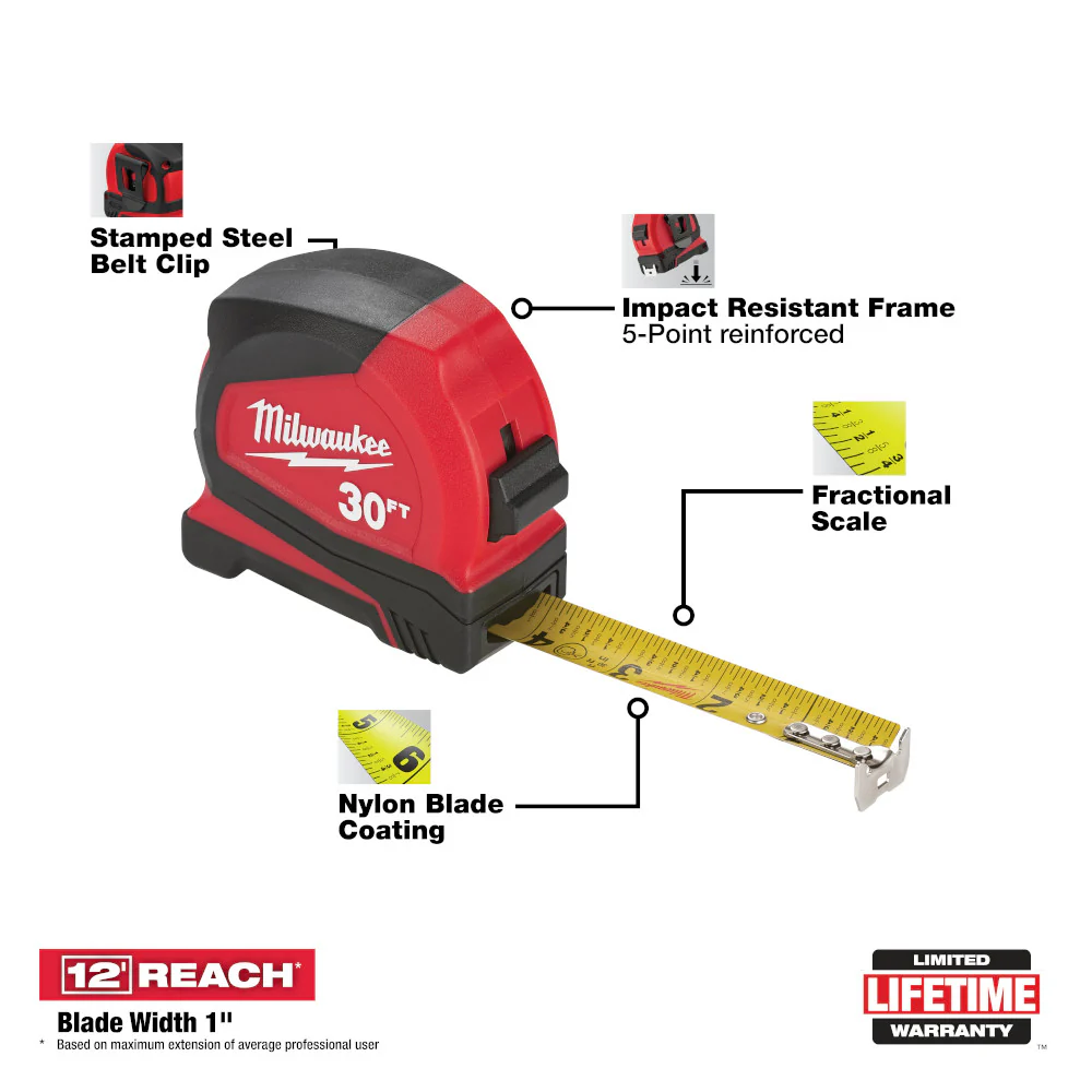 Milwaukee 48-22-6630, 30' Compact Tape Measure (Discontinued) - Image 8
