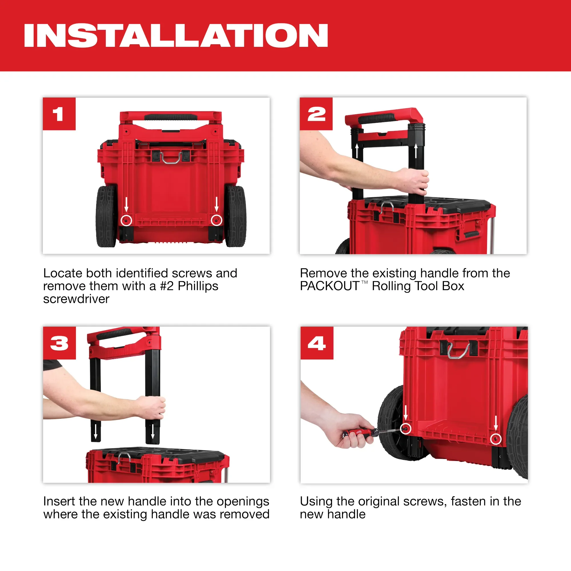 Milwaukee 48-22-8027, Low-Profile Handle for PACKOUT™ Rolling Tool Box - Image 6