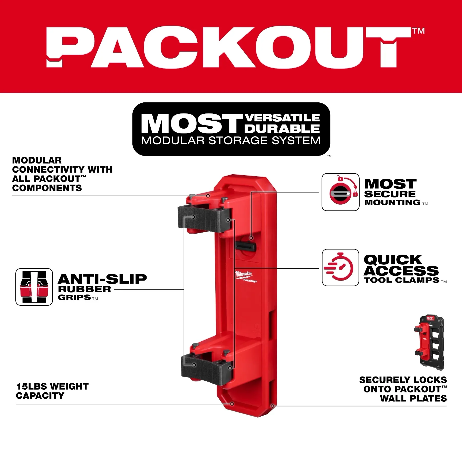 Milwaukee 48-22-8348, PACKOUT™ Long Handle Tool Holder - Image 2