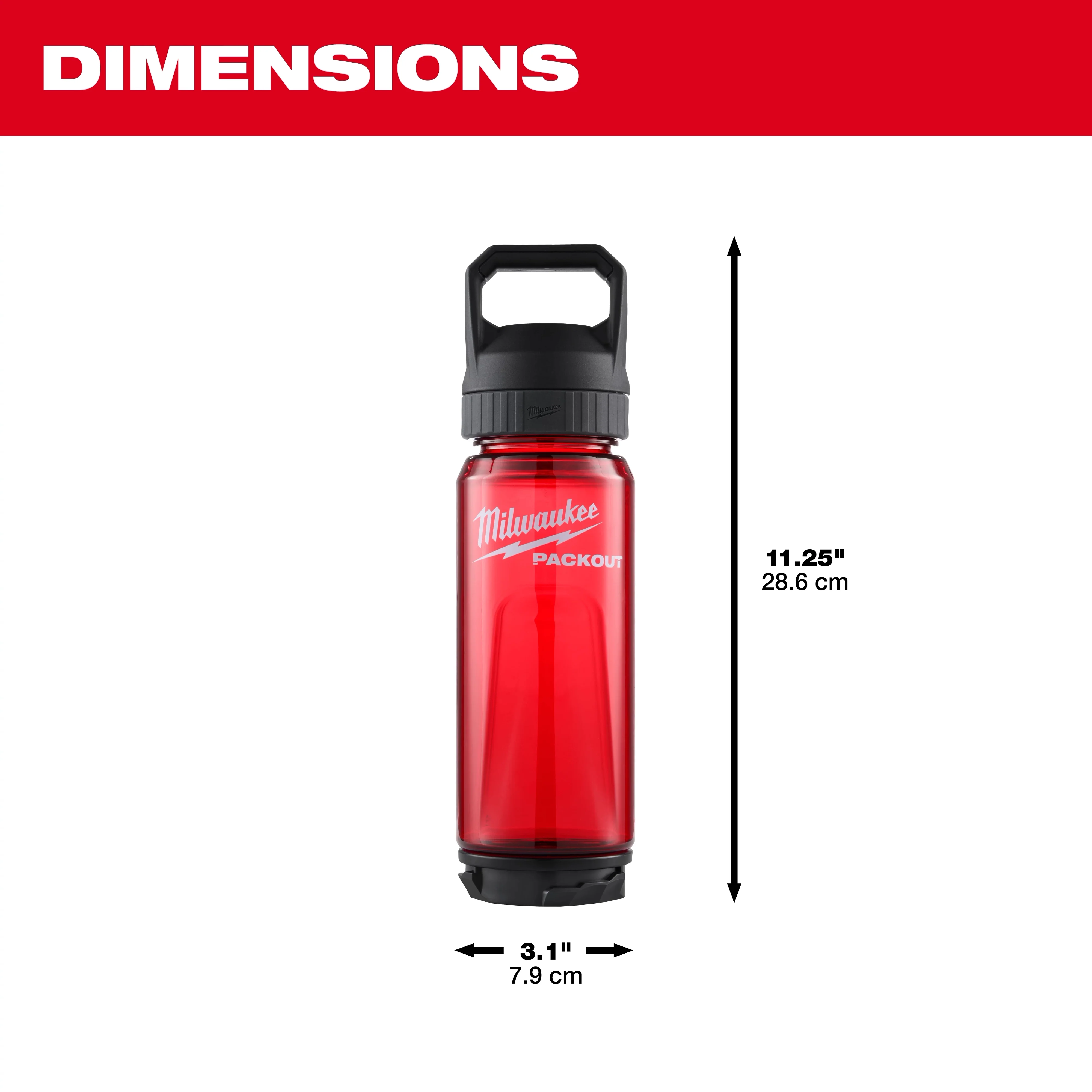 Milwaukee 48-22-8371R, PACKOUT™ 25oz Bottle with Chug Lid (Red) - Image 2