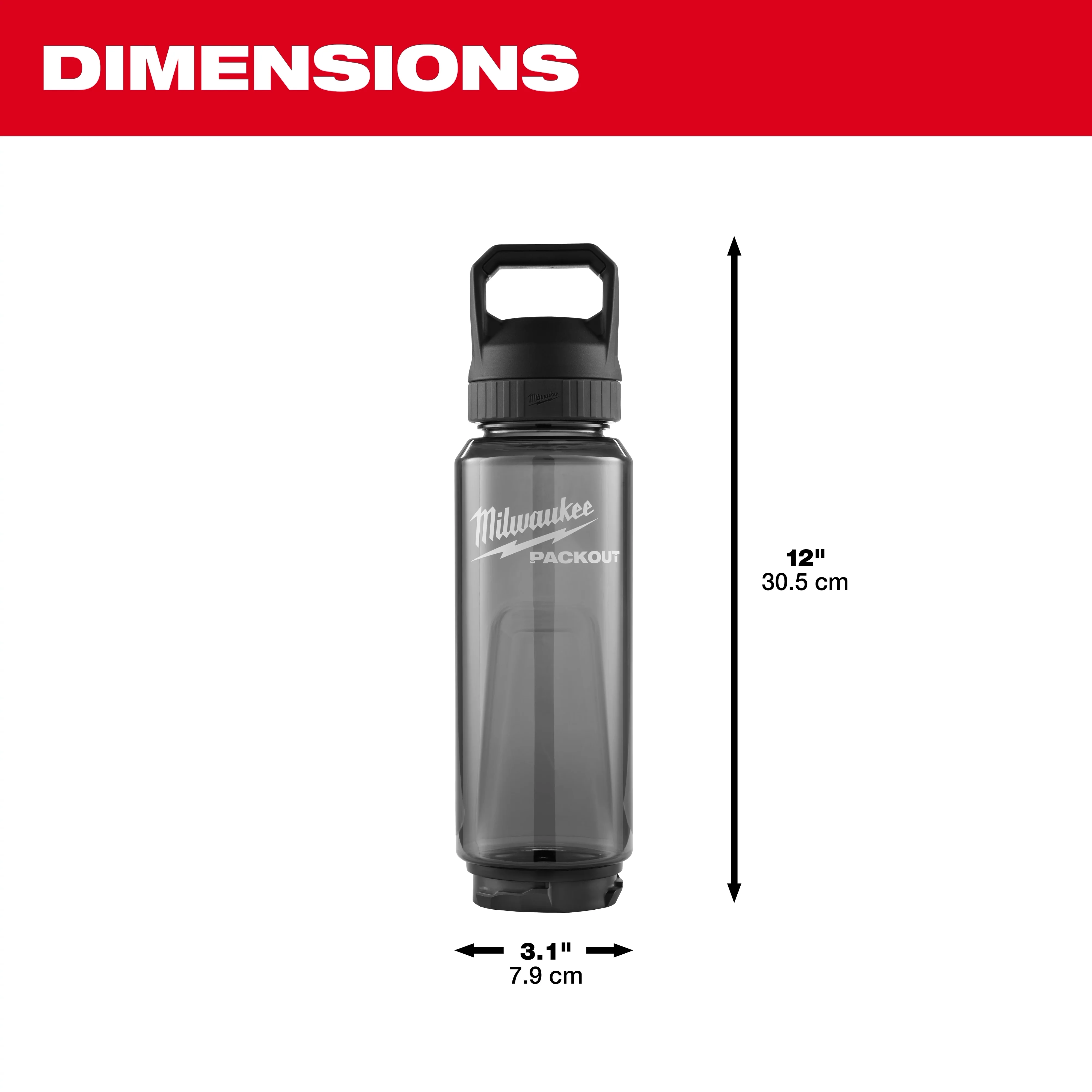 Milwaukee 48-22-8372B, PACKOUT™ 34oz Bottle with Chug Lid (Black) - Image 3