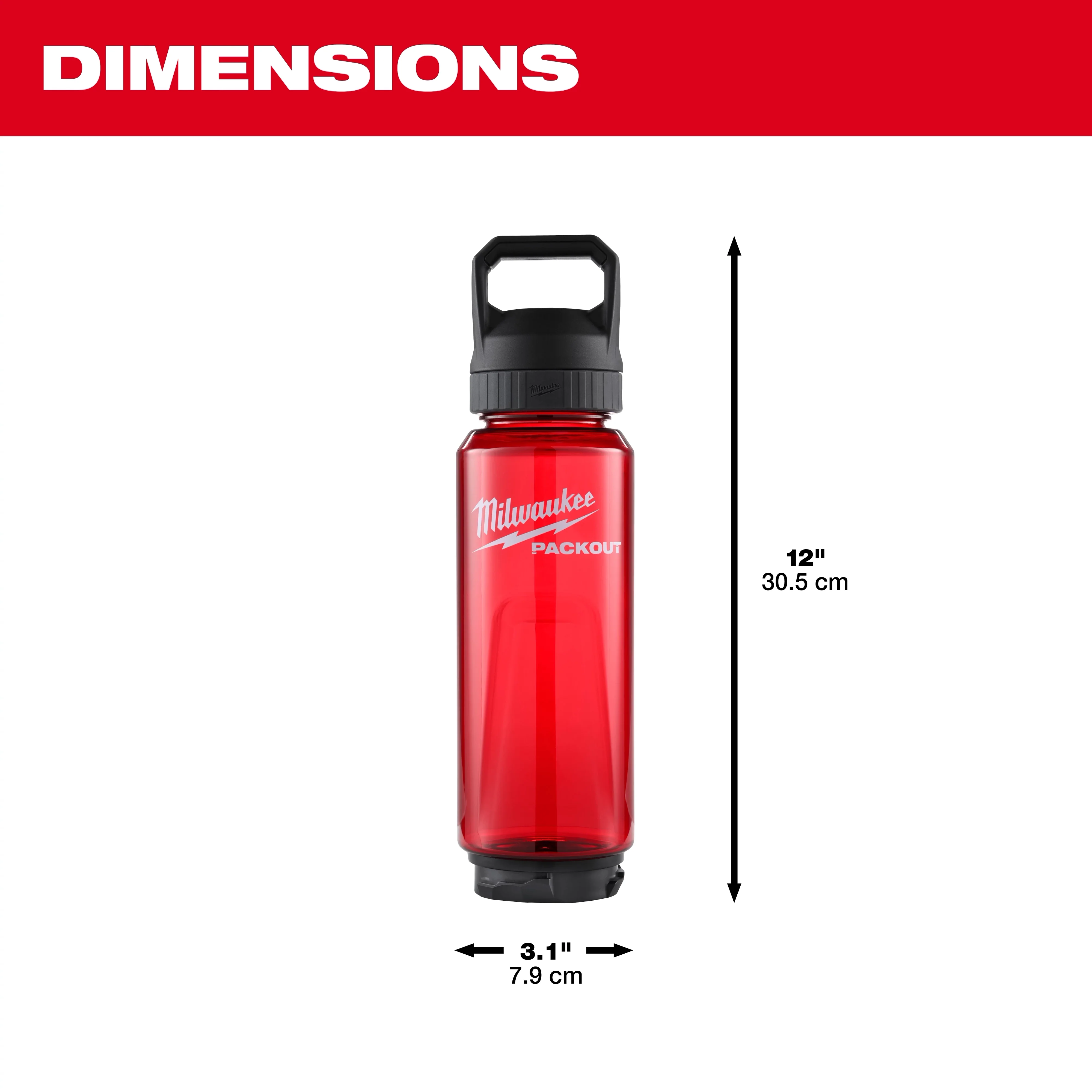 Milwaukee 48-22-8372R, PACKOUT™ 34oz Bottle with Chug Lid (Red) - Image 3