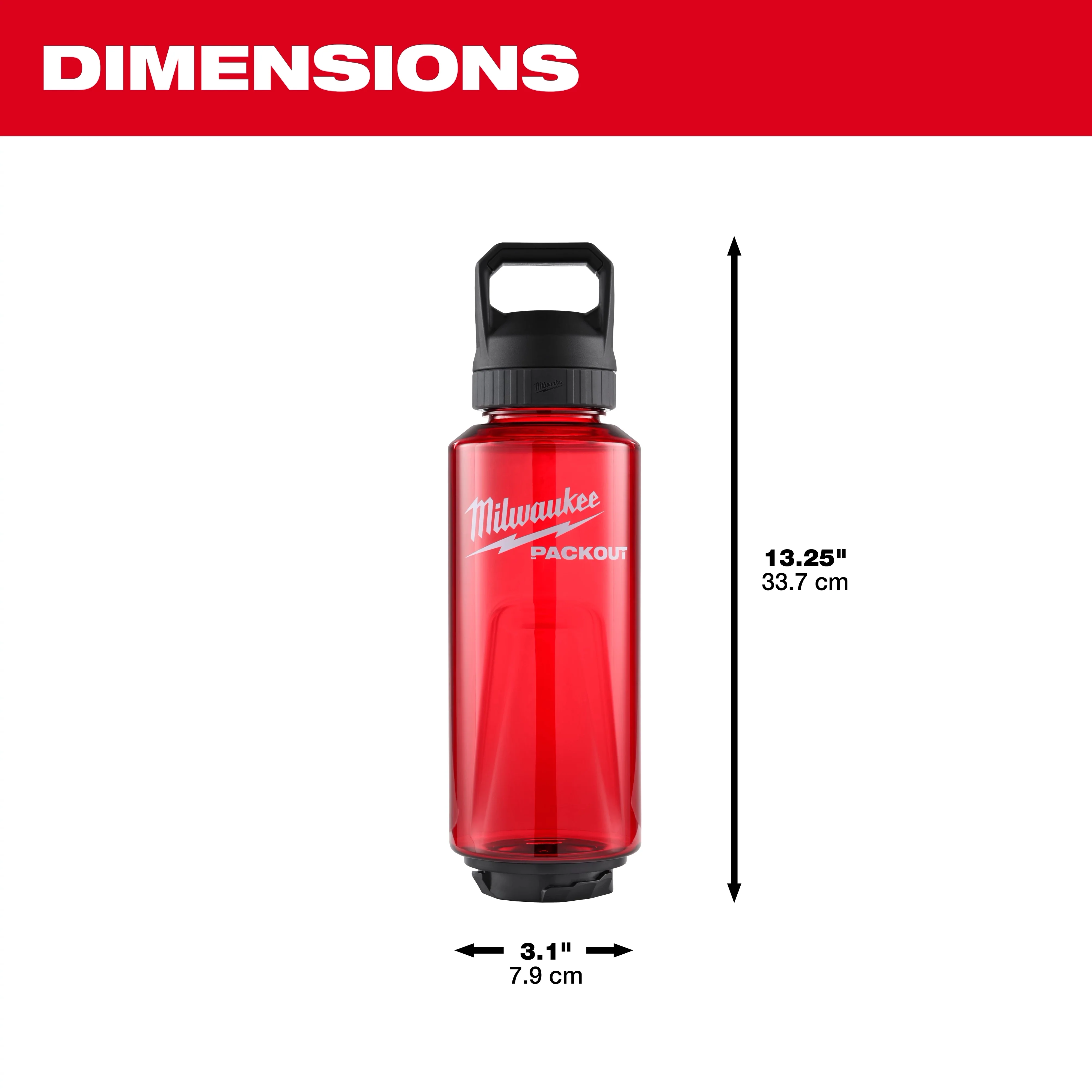 Milwaukee 48-22-8373R, PACKOUT™ 48oz Bottle with Chug Lid (Red) - Image 3