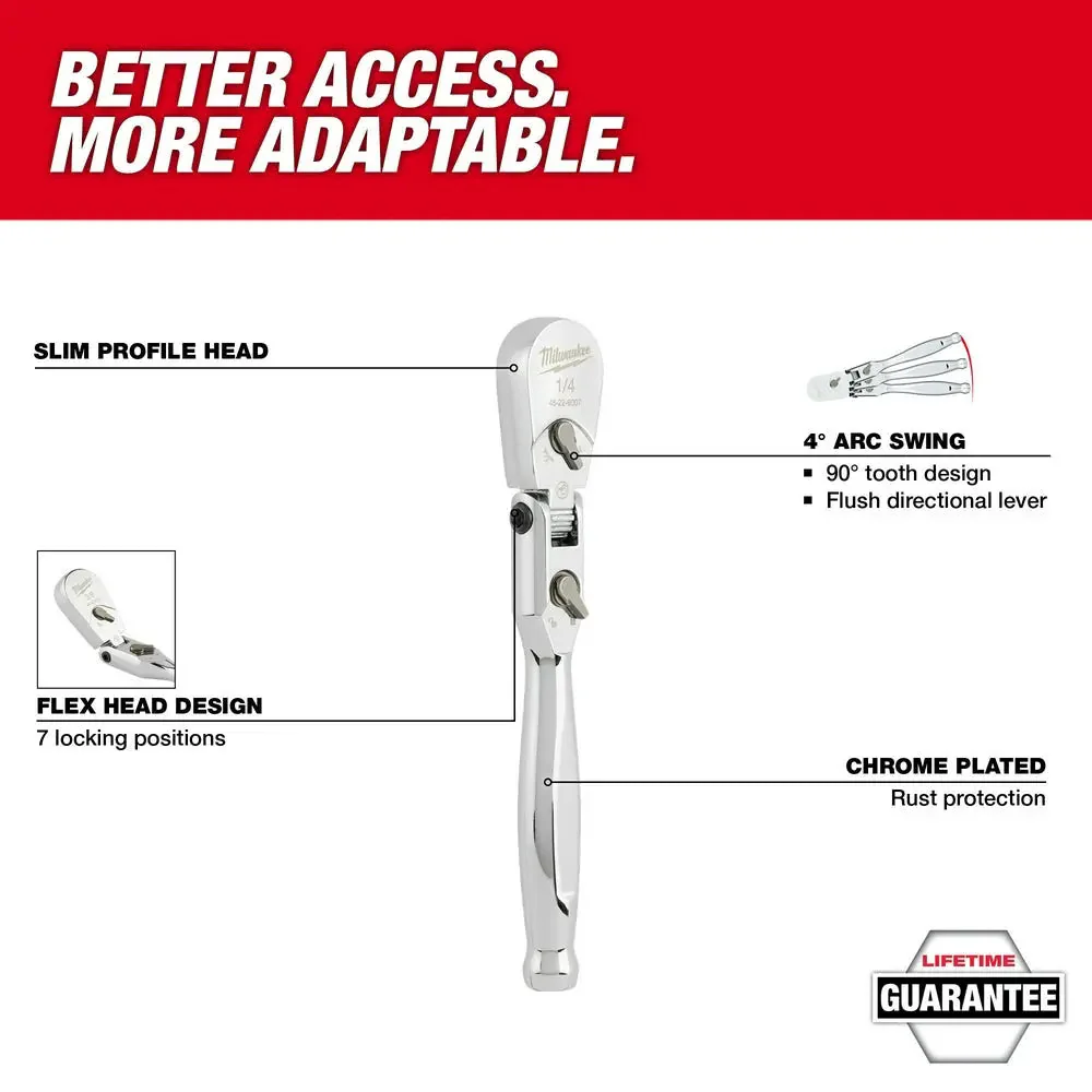 Milwaukee 48-22-9009, 1/4" Drive 9" Flex Head Ratchet - Image 2