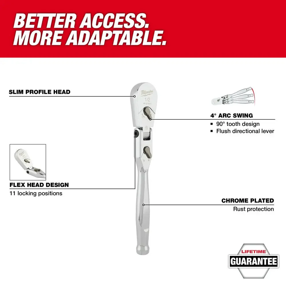 Milwaukee 48-22-9051, 1/2" Drive 11" Flex Head Ratchet - Image 2