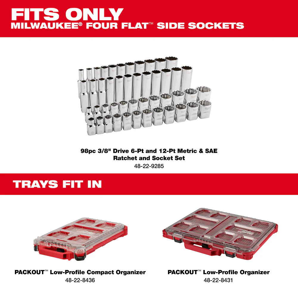 Milwaukee 48-22-9285, 98pc 3/8" 6-Pt and 12-Pt Metric & SAE Ratchet & Socket - Image 10