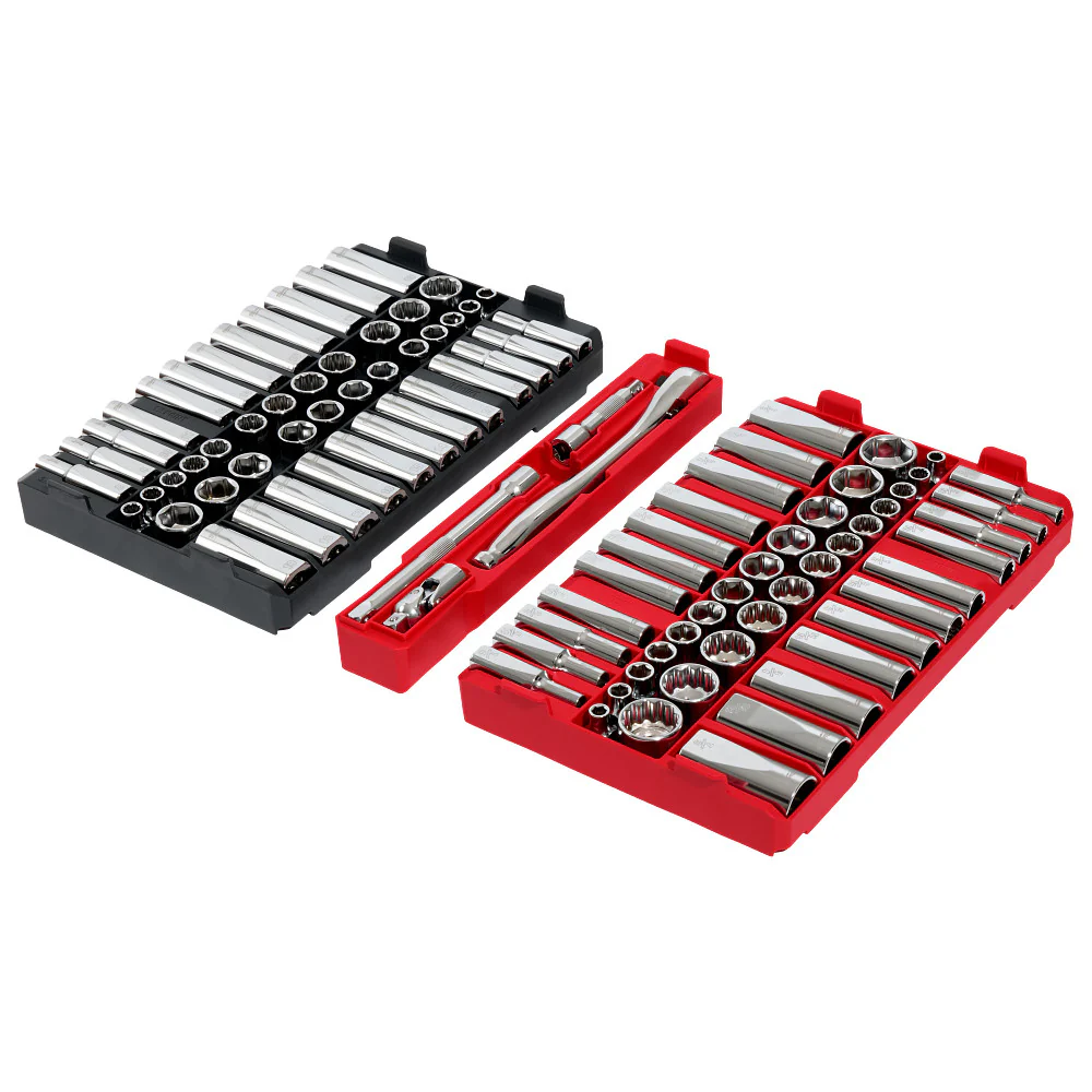 Milwaukee 48-22-9285, 98pc 3/8" 6-Pt and 12-Pt Metric & SAE Ratchet & Socket - Image 2