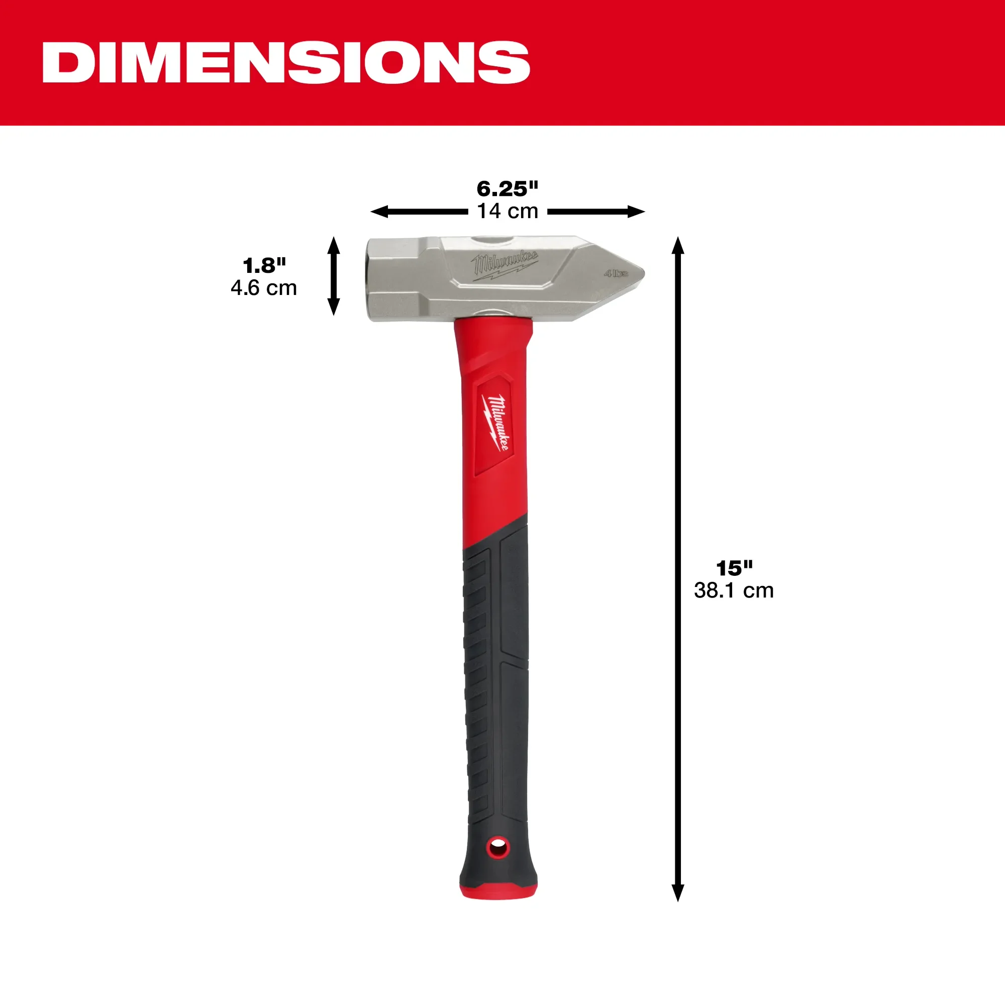 Milwaukee 48-22-9315, 4lb Fiberglass Cross Peen Hammer - Image 3