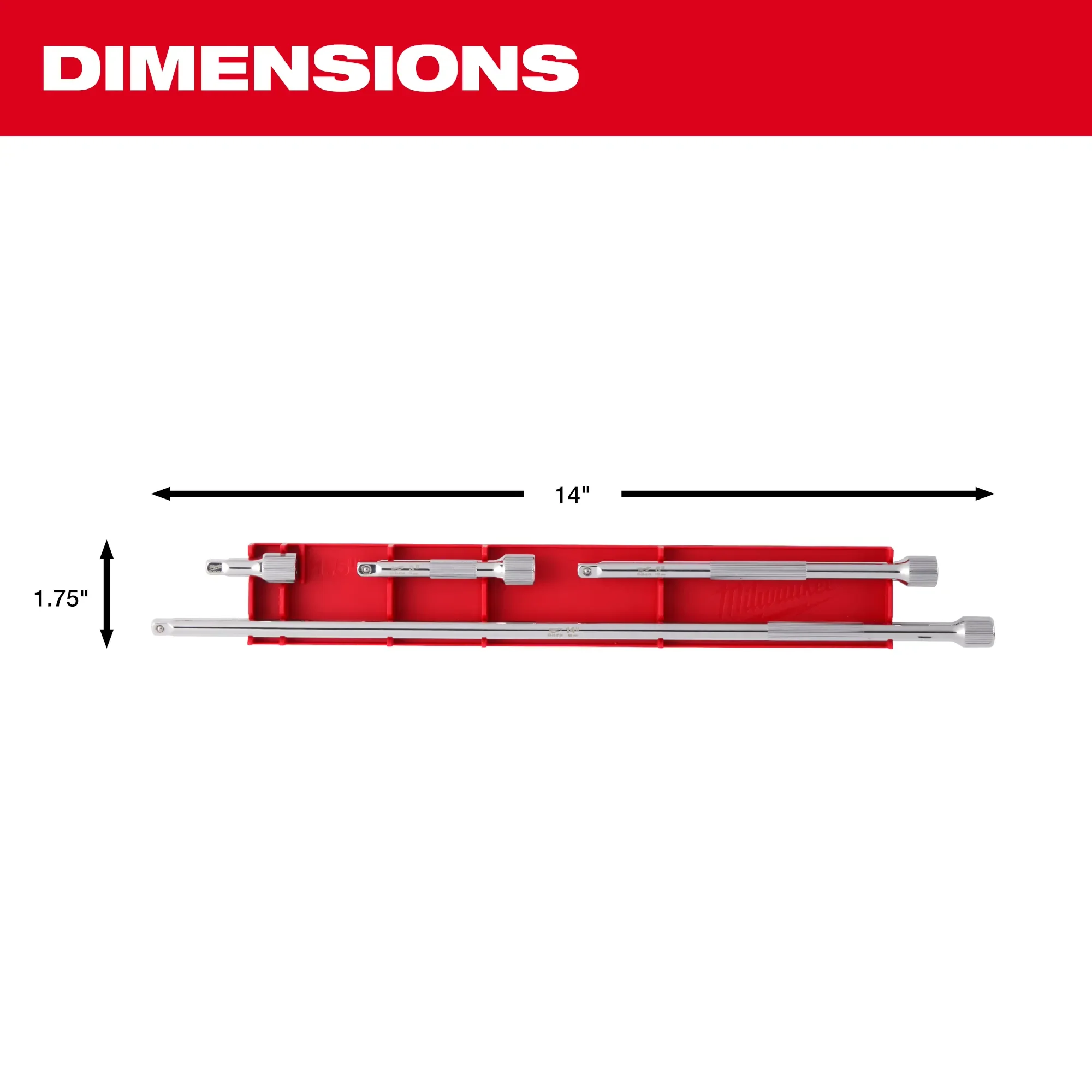 Milwaukee 48-22-9340, 4pc 1/4” Drive Socket Extension Set - Image 3