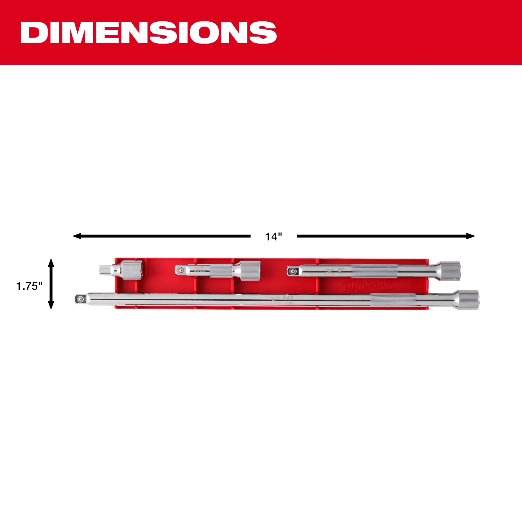 Milwaukee 48-22-9341, 4pc 3/8” Drive Socket Extension Set - Image 4