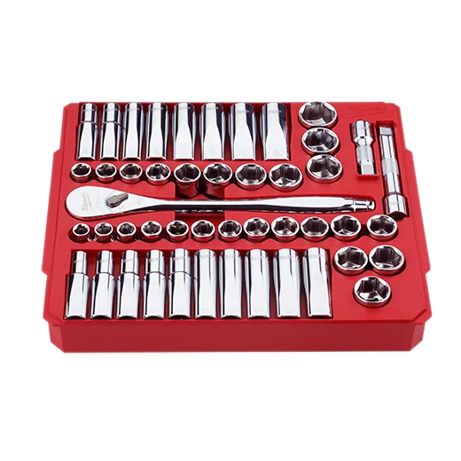 Milwaukee 48-22-9010, 47pc 1/2" Drive Metric & SAE Ratchet and Socket Set with FOUR FLAT™ Sides - Image 3