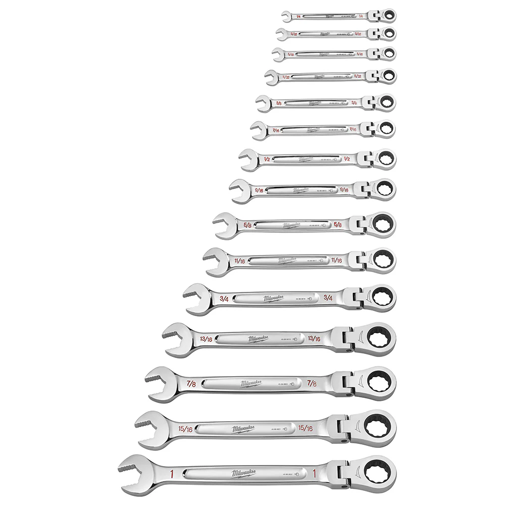 Milwaukee 48-22-9413, SAE Flex Head Ratcheting Combination Wrench Set 15-Piece - Image 3