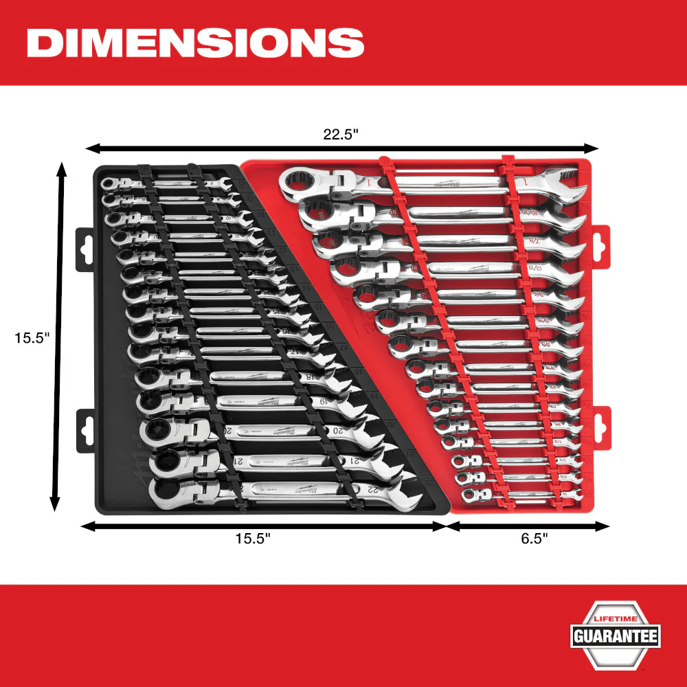 Milwaukee 48-22-9413, SAE Flex Head Ratcheting Combination Wrench Set 15-Piece - Image 7