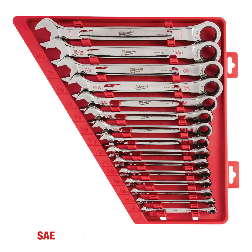 Milwaukee 48-22-9416, 15pc Ratcheting Combination Wrench Set (SAE) - Image 5