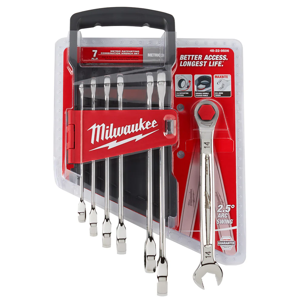 Milwaukee 48-22-9506, 7pc Ratcheting Combination Wrench Set - Metric - Image 3