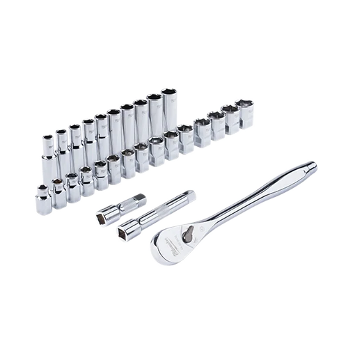 Milwaukee 48-22-9510, 28 pc 1/2" Drive Metric Ratchet and Socket Set with FOUR FLAT™ Sides - Image 2