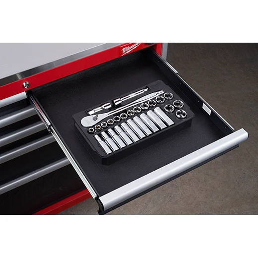 Milwaukee 48-22-9510, 28 pc 1/2" Drive Metric Ratchet and Socket Set with FOUR FLAT™ Sides - Image 5